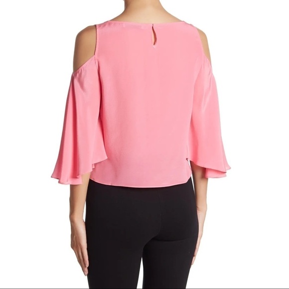 Bailey44 Cold Shoulder Silk Blouse Flutter Sleeve - Picture 2 of 10
